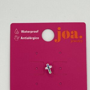 Piercing CRUZ PLATA PIEDRAS MULTICOLOR