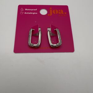 Pendiente ESLABÓN BRILLANTES PLATA