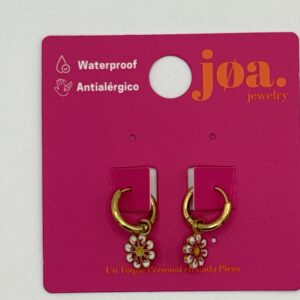 Pendiente FLOR NARANJA ARO CLICKER ORO 18K