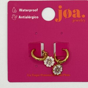 Pendiente FLOR LILA ARO CLICKER ORO 18K