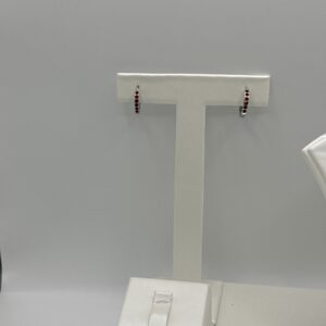 Pendiente ARO CLICKER ROJO PIEDRA CUADRADO M PLATA