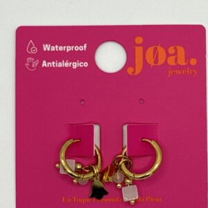 Pendiente PIEDRA NATURAL ARO CLICKER CHARM TRIPLE BLANCO ORO 18K