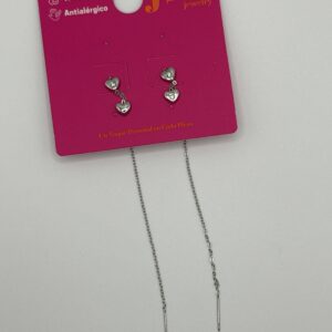 Pendiente PASANTE CADENA CORAZONES PLATA