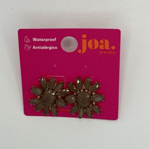 Pendiente FLOR PIEDRAS MARRÓN ORO