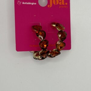 Pendiente ARO CORAZONES DE COLOR ROJO ORO