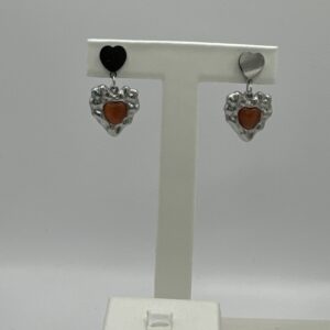 Pendiente CORAZÓN RUSTICO NARANJA PLATA