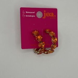 Pendiente ARO CORAZONES DE COLOR NARANJA ORO