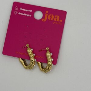 Pendiente ARO RUSTICO CON PERLAS ORO