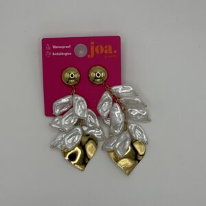 Pendiente PERLAS COLGANTES CORAZON ORO