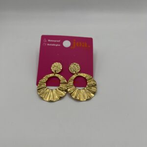 Pendiente COLGANTE ANILLOS RÚSTICO ONDULADO ORO 18K