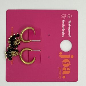 Pendiente RACIMO NEGRO COLGANTE ARO CLICKER ORO 18K