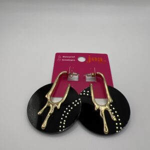 Pendiente COLGANTE DERRETIDO NEGRO XL ORO 18K