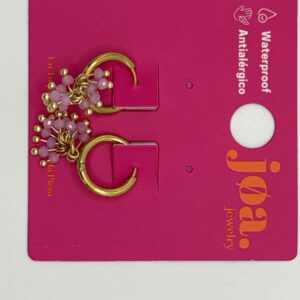 Pendiente RACIMO LILA COLGANTE ARO CLICKER ORO 18K