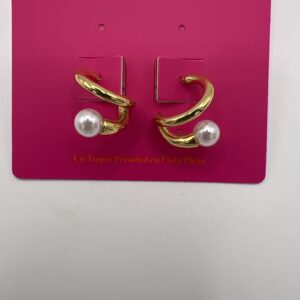 Pendiente CURV PERLA ORO 18 K
