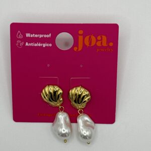 Pendiente PERLA NATURAL CONCHA ORO 18K