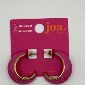 Pendiente LUNA COLORES FUCSIA ORO 18 K