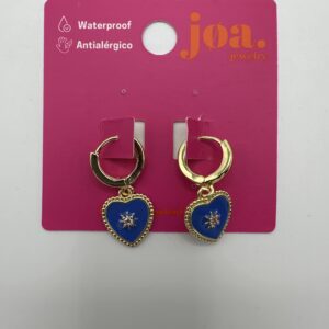 Pendiente CORAZON ESMALTADO CON ESTRELLA ORO 18K