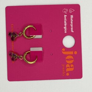 Pendiente CEREZAS FUCSIA ORO ARO CLICKER 18K