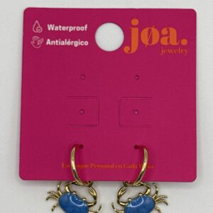 Pendiente ARO CLICKER CANGREJO AZUL ORO 18K