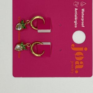 Pendiente CIRCONITA FRESA BLANCA COLGANTE ARO CLICKER ORO 18K