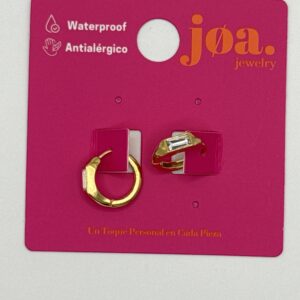 Pendiente ARO CIRCONITA CLICKER RECTANGULAR ORO 18 K