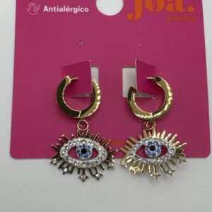 Pendiente EYE AMULET BLUE CIRCONITA ORO 18K