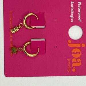 Pendiente CIRCONITA ESTRELLA VERDE CLARO ARO CLICKER ORO 18K