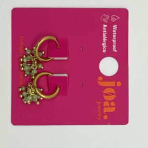 Pendiente RACIMO VERDE COLGANTE ARO CLICKER ORO 18K