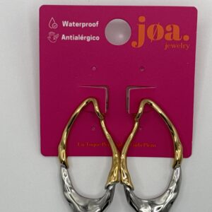 Pendiente OVALO RISTICO ACERO Y ORO