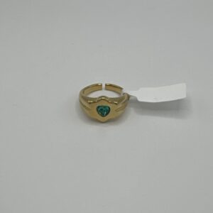 Anillo CORAZÓN BRILLANTE VERDE SIZE 7 ORO