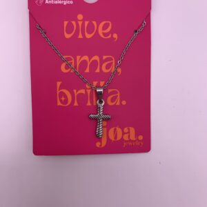Collar CRUZ RAYADA PLATA