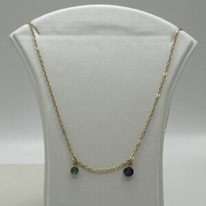 COLLAR CIRCONITA DOBLE AZUL Y CELESTE ORO 18 K