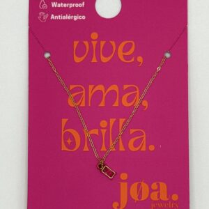 COLLAR CIRCONITA RECTÁNGULO ROSA ORO 18 K