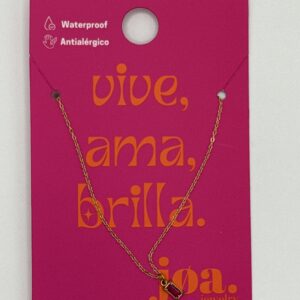 COLLAR CIRCONITA RECTÁNGULO MAGENTA ORO 18 K
