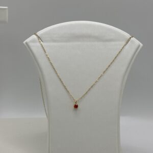 COLLAR CIRCONITA CUADRADO ROJO ORO 18 K