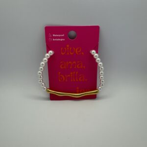 COLLAR PERLA RÚSTICO BARRA CURVA ORO