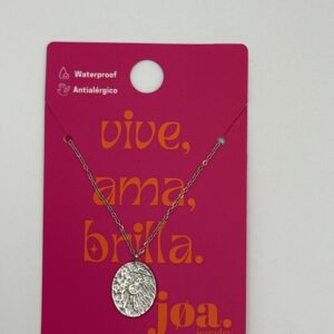 COLLAR MEDALLA HUELLA CIRCONITA PLATA