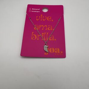 COLLAR MEDALLÓN DIENTE BRILLANTE PLATA