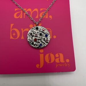 COLLAR MEDALLÓN LUNA BRILLANTE PLATA