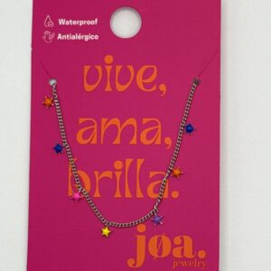 COLLAR CHARMS ESTRELLAS COLORES PLATA