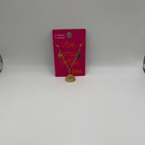 COLLAR MEDALLÓN OJO PIEDRA ORO 18K