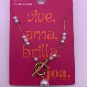 Collar PERLADO CIERRE TOGGLE ORO 18K