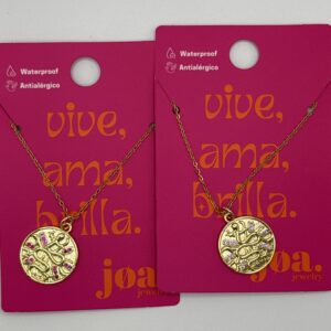 COLLAR MEDALLA SNAKE PIEDRAS MAGENTA ORO