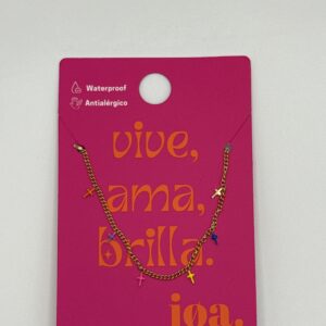 COLLAR CHARMS CRUCES COLORES ORO 18K