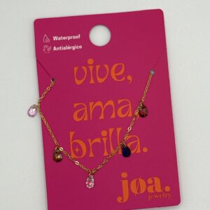 COLLAR CIRCONITA GOTAS MULTICOLOR ORO 18K