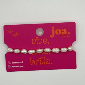 PULSERA PERLA NATURAL AGUA DULCE PLATA