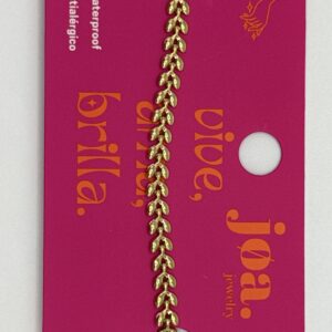 PULSERA ESLABÓN HOJA ORO 18K