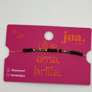 PULSERA PIEDRAS NATURALES VERDE ORO 18K