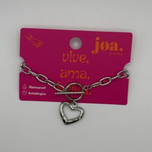 PULSERA CIERRE CORAZÓN PLATA