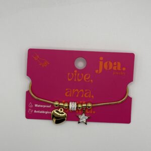 PULSERA CHARMS CORAZÓN Y ESTRELLA ORO